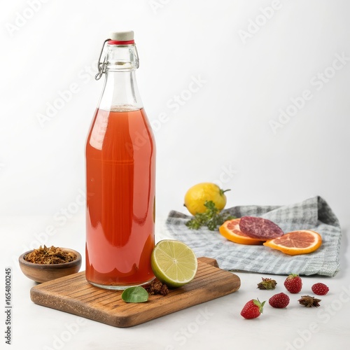 Fruity Red Drink in Glass B...