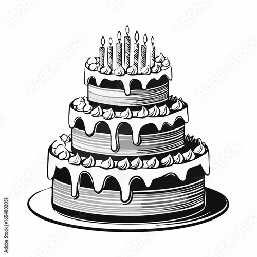 Birthday cake image vector. Layer Cake Image Vectors and Vector Art isolated on white background.