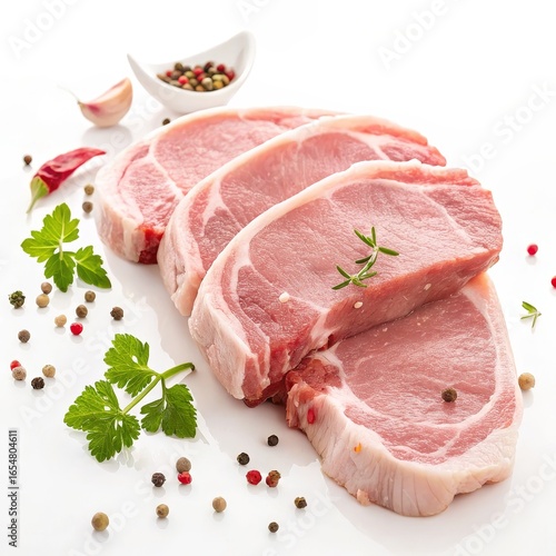 Raw Pork Chops with Herbs a...