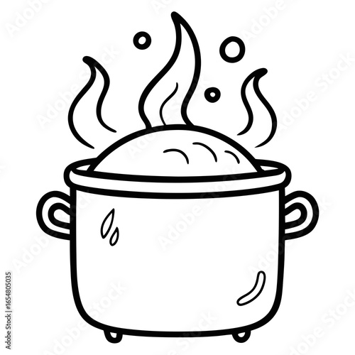 Delicious cartoon stew bubbling in a cooking pot, perfect for culinary projects, food blogs, recipe websites, and restaurant promotions, evoking warmth and comfort.