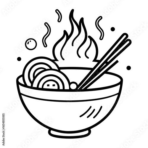 Delicious steaming ramen bowl with chopsticks, a comforting illustration perfect for restaurant menus, food blogs, and culinary branding, ready to eat!