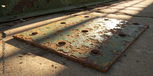 Rusty Metal Plate with Hole...