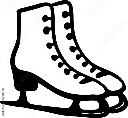 A hand drawn illustration of ice skates Christmas holidays