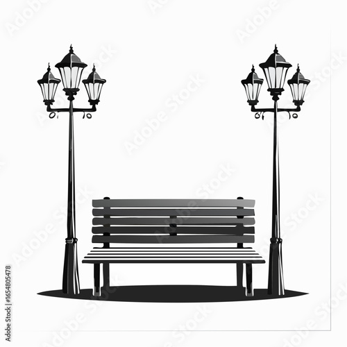 Park bench and lamp image vector. Park bench vector design illustration isolated on white background