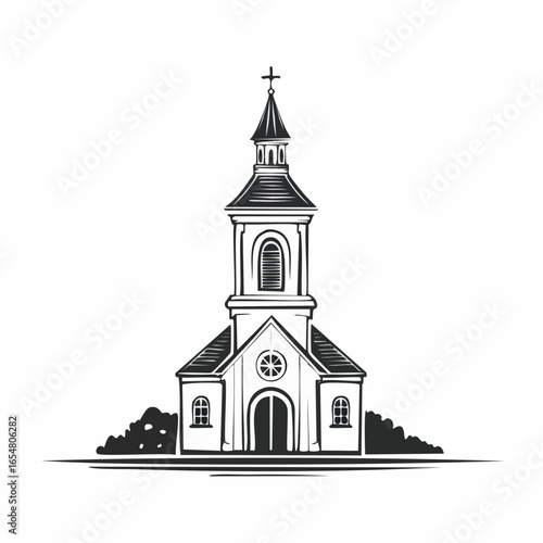Church Tower Vector Art, Icons, and Graphics isolated on white background.
