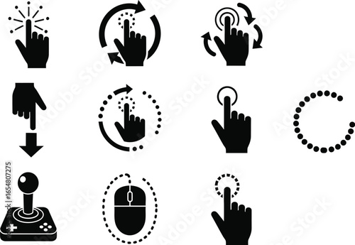 Modern touch screen gestures and controls icons set for tech design