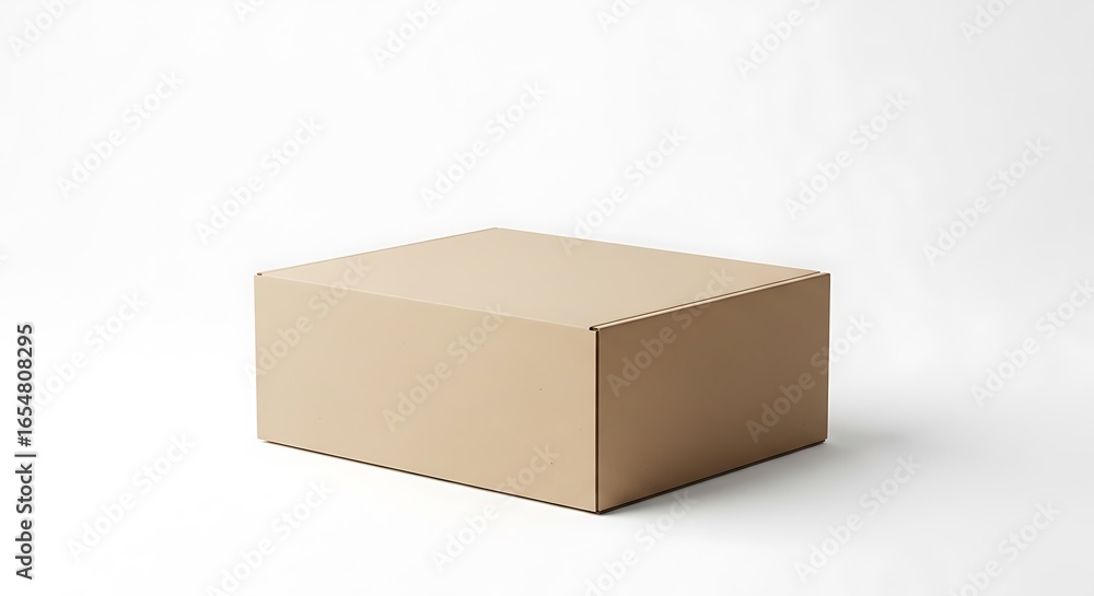 Pale Beige Cardboard Box on White Background Pale Beige Cardboard Box on White Background