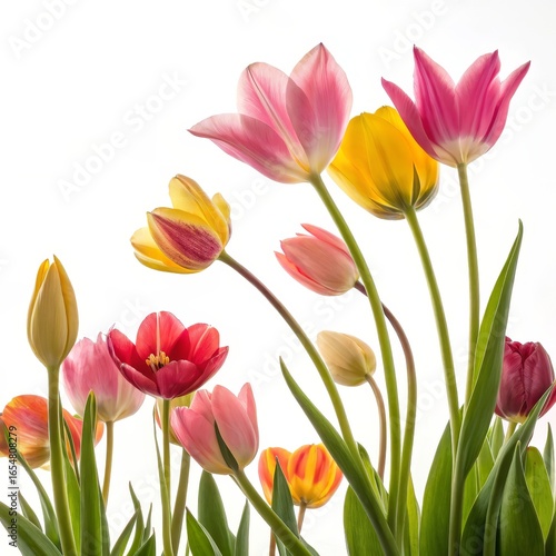 Vibrant Tulips Against Whit...