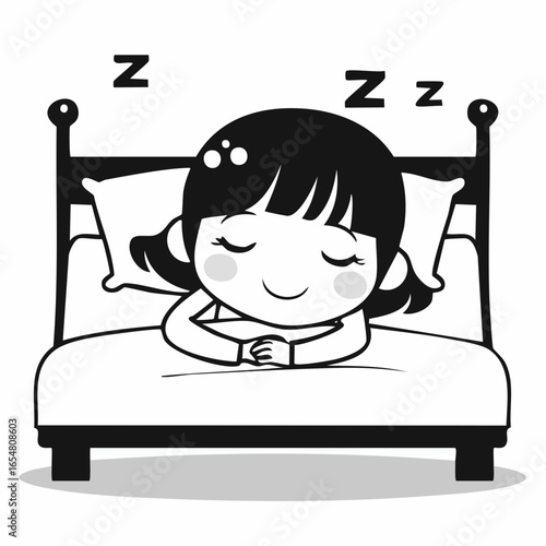 Kid Sleeping Vector image. Little kid sleep on bed room and feel comfortable image vector.