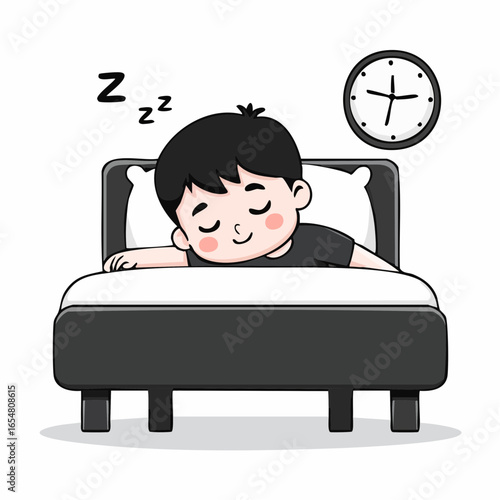Kid Sleeping Vector image. Little kid sleep on bed room and feel comfortable image vector.