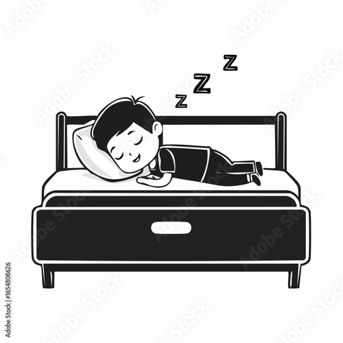 Kid Sleeping Vector image. Little kid sleep on bed room and feel comfortable image vector.