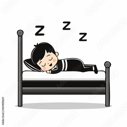 Kid Sleeping Vector image. Little kid sleep on bed room and feel comfortable image vector.
