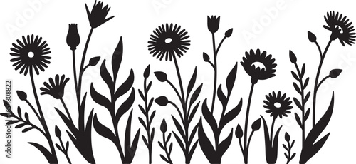 “Wildflower Silhouette Border Design”