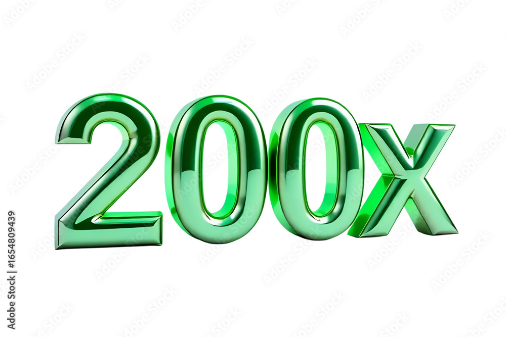 200x with Green Color Isolated on Transparent Background, 3D Render of Number and Letter Icon for Double and Bonus Concept 200x with Green Color Isolated on Transparent Background, 3D Render of Number and Letter Icon for Double and Bonus Concept