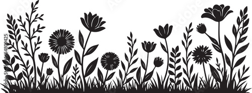 “Wildflower Silhouette Border Design”
