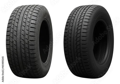 Pair of car tires isolated on transparent background