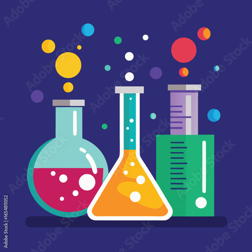 chemistry flasks with bubbling liquids   (1).eps