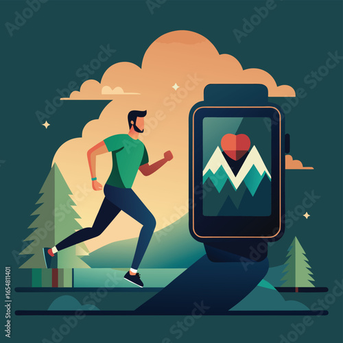 fitness smartwatch tracking heart rate  .eps