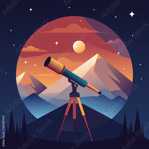 telescope pointing at night sky   (2).eps