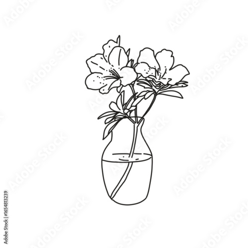 Vector line art of beautiful flowers in a pot is good for making various decorations, especially pamphlet decorations.
