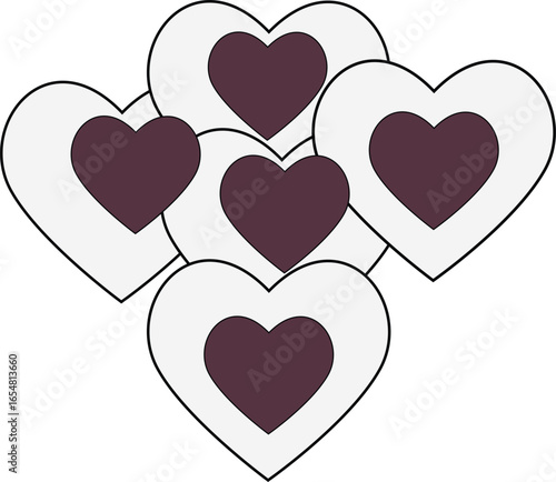 Collection of many styles of hearts. many designs on a white background
