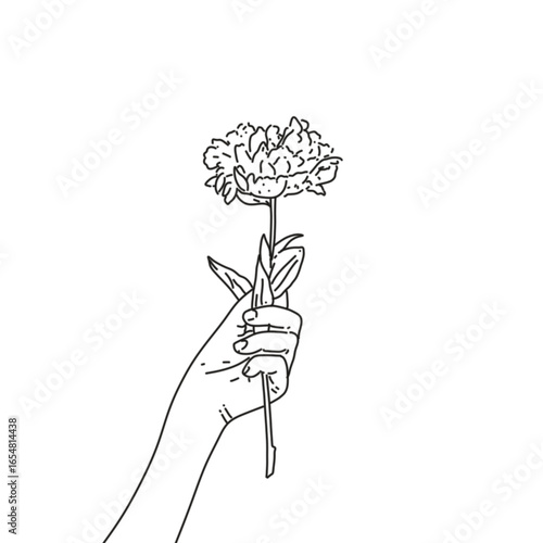 Vector line art of hand holding sunflower from side is good for various decorations especially pamphlet decoration.