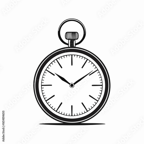Pocket watch vector image. Black and white Pocket watch vector isolated on white background.
