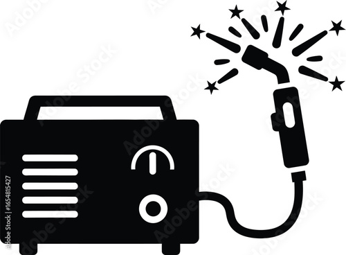 Portable generator, wielding machine, battery charger icon, home electrical appliance editable vector illustration icon