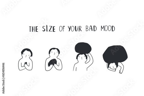 Bad mood vector concept illustration. Sad woman isolated on white background