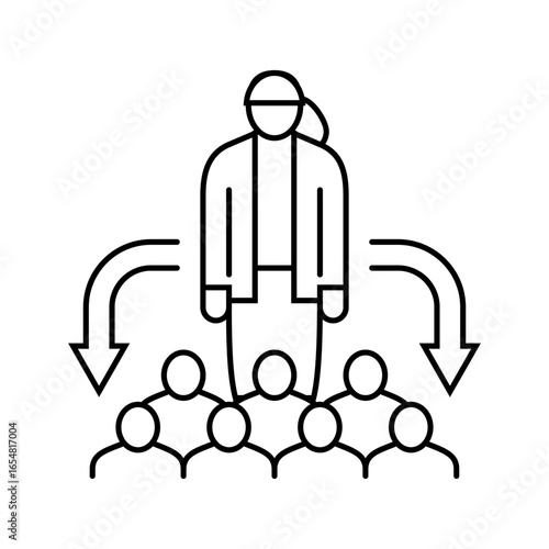 shared leadership roles line icon vector illustration