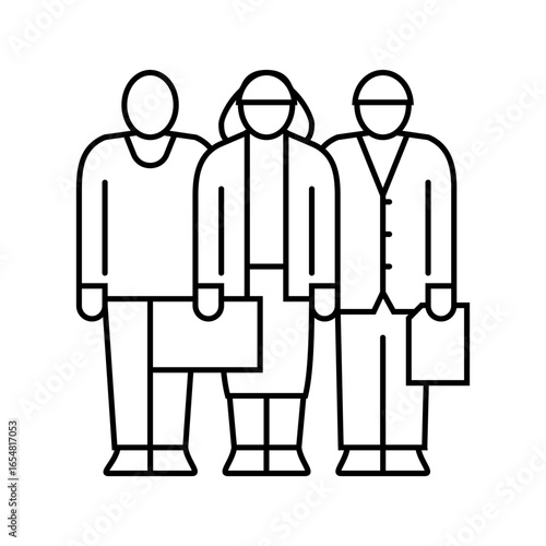diverse team line icon vector illustration