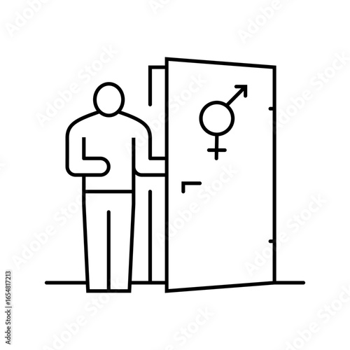 person choosing from inclusive restroom line icon vector illustration