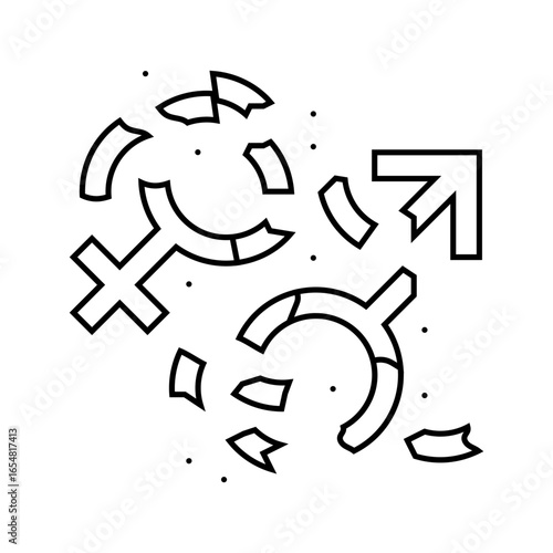 breaking gender stereotypes line icon vector illustration
