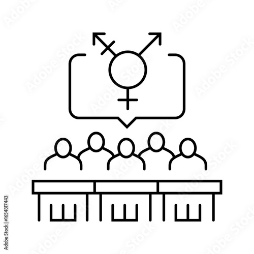 inclusive classroom setting line icon vector illustration