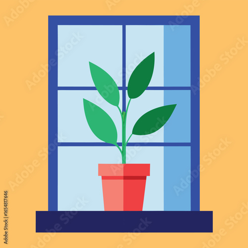 potted plant on windowsill   (1).eps