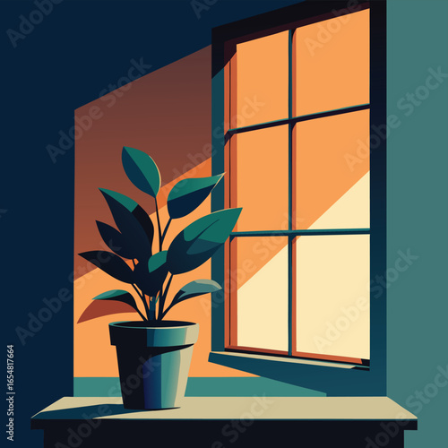 potted plant on windowsill   (2).eps