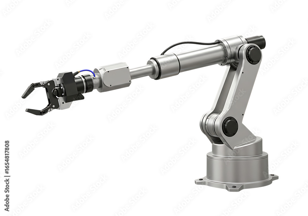 Industrial robotic arm with claw isolated on transparent background Industrial robotic arm with claw isolated on transparent background