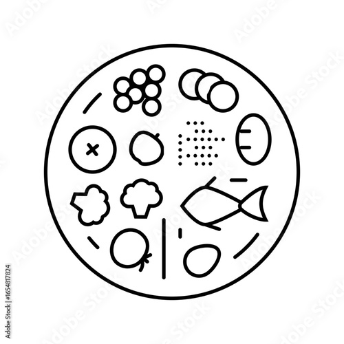 nutrition plate line icon vector illustration