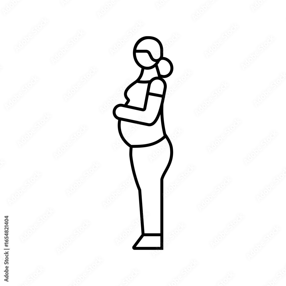 Fototapeta premium pregnant woman profile line icon vector illustration