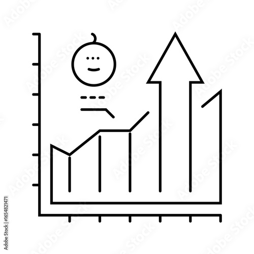 rising birth rate chart upward arrow line icon vector illustration