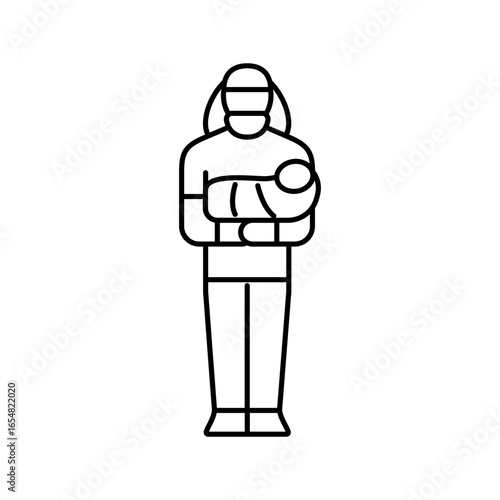 nurse holding baby line icon vector illustration