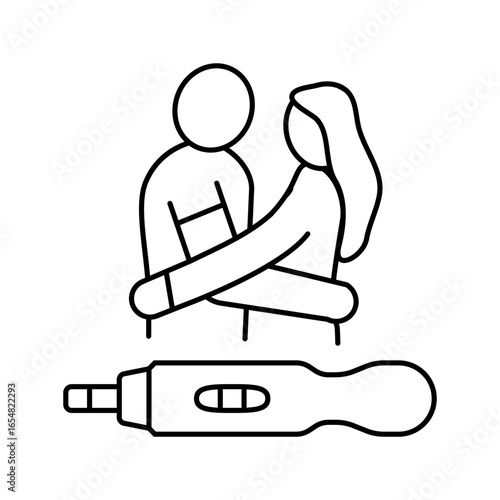 happy couple looking positive test line icon vector illustration