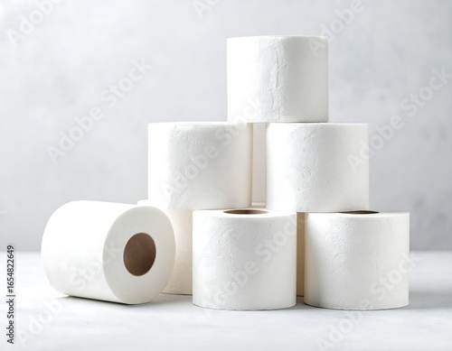 Stack of white toilet paper rolls