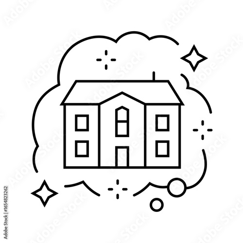 dream home dream line icon vector illustration