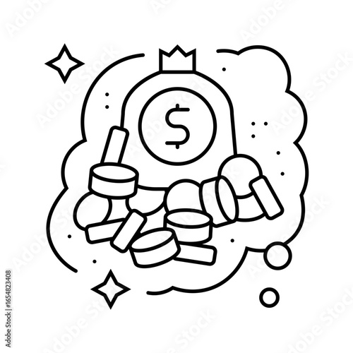 financial freedom dream line icon vector illustration