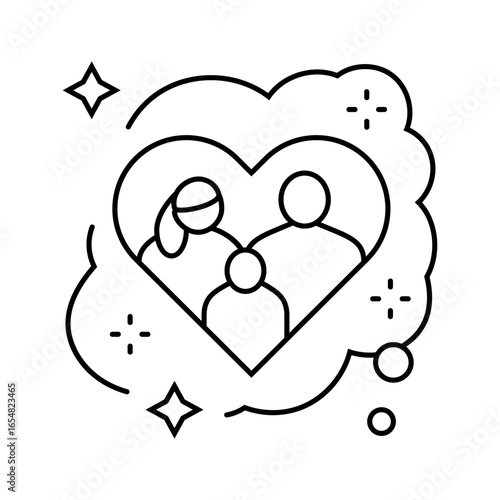 starting family dream line icon vector illustration
