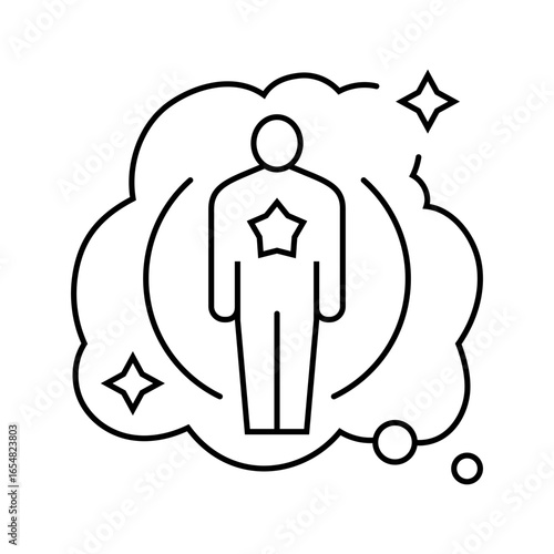 meeting celebrity dream line icon vector illustration