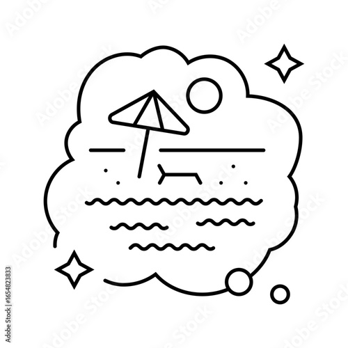 living by beach dream line icon vector illustration