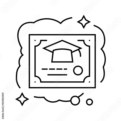 getting degree dream line icon vector illustration