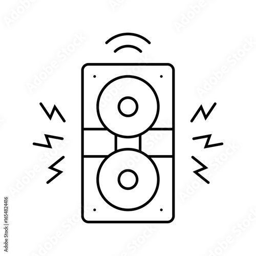 speaker system nightclub emitting noise waves line icon vector illustration